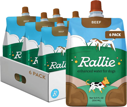 Rallie Beef Flavoured Hydrogen Water for Dogs with Electrolytes, Glucosamine, and B Vitamins – 500ml (6 Pack)