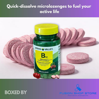 B12 500 mcg Sublingual Cherry Flavour - 200 Lozenges