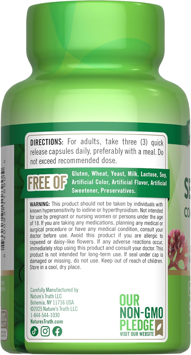 Nature's Truth Irish Sea Moss Capsules | 90 Count | Complex Formula with Bladderwrack & Burdock Root - görsel 7