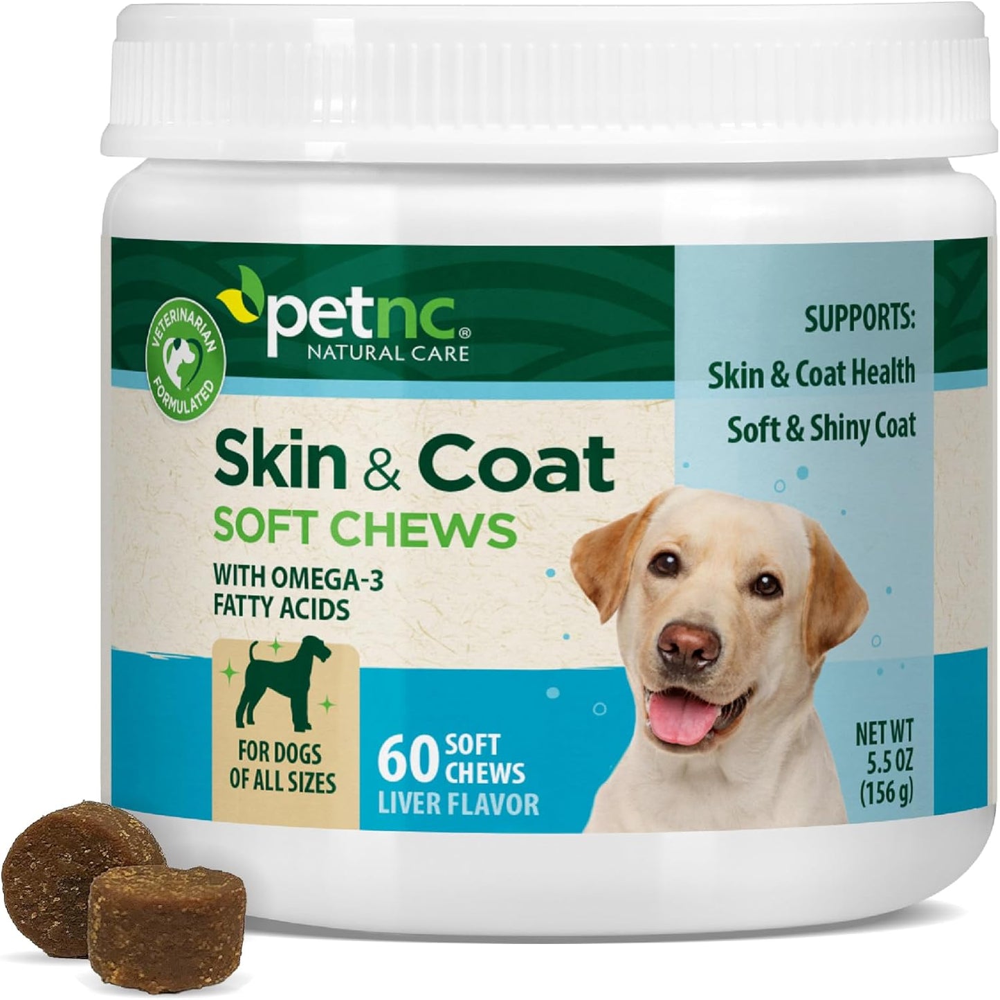 PetNC Natural Care Dog Skin and Coat Supplement, Omega-3 EPA & DHA, 60 Chewables - görsel 1