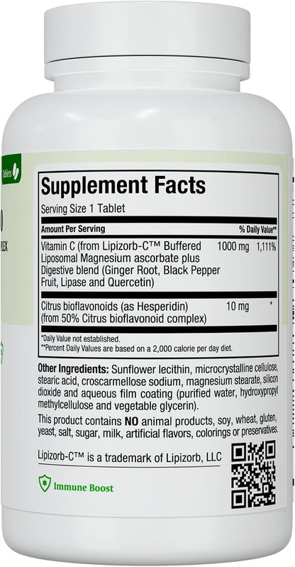 Maxi Health Vitamin C 1000mg – Gentle on Stomach Liposomal Vitamin C Supplement for Normal Immune Function – Digestive Blend with Quercetin, Ginger, Black Pepper – Vegan, Kosher, 90 Count, 90-Day Supply
