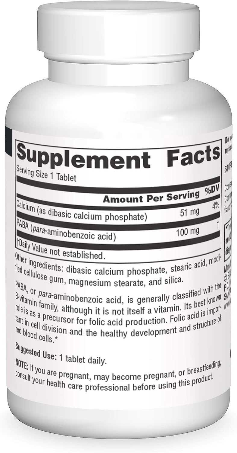 Source Naturals PABA (para-Aminobenzoic Acid) 100 mg - 100 Tablets - görsel 3