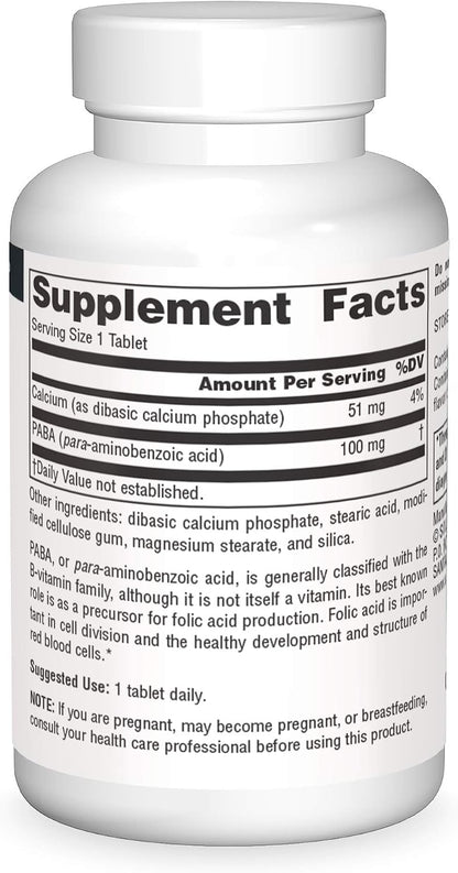 Source Naturals PABA (para-Aminobenzoic Acid) 100 mg - 100 Tablets