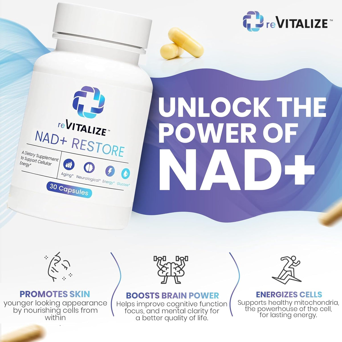 NAD+ Supplement 750mg - Advanced Nicotinamide Riboside for Healthy Ageing & Supports Cellular Energy | NAD Plus Promotes Brain Health with High Absorption Formula Third Party Tested 30 Servings - görsel 9