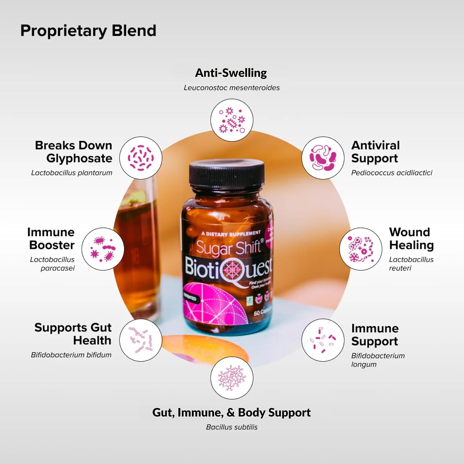 BiotiQuest Sugar Shift Probiotic - 22 Billion CFU, 60 Capsules - görsel 3