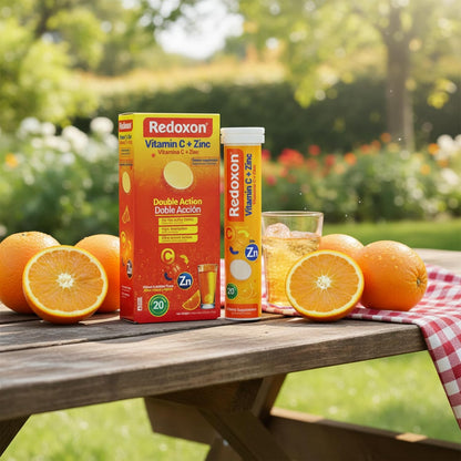 Redoxon Vitamin C + Zinc Effervescent Tablets, Orange Flavour (20 Tablets)