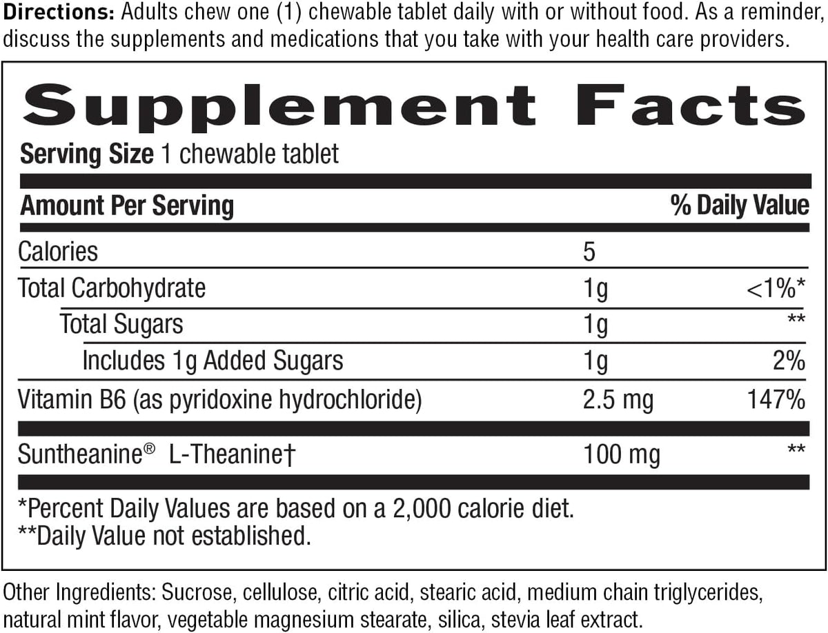 Country Life L-Theanine 100mg Fast-Acting Chewable Tablets, Mint Flavour, 60 Tablets - görsel 5