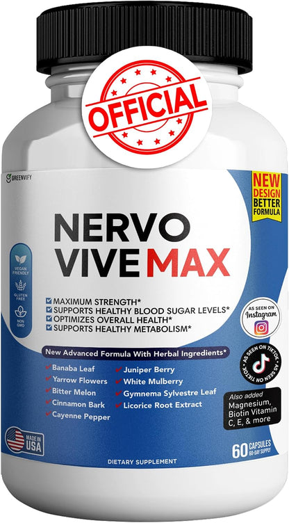 Nervovive Max – Brain Support Supplement for Memory and Focus, 60 Capsules