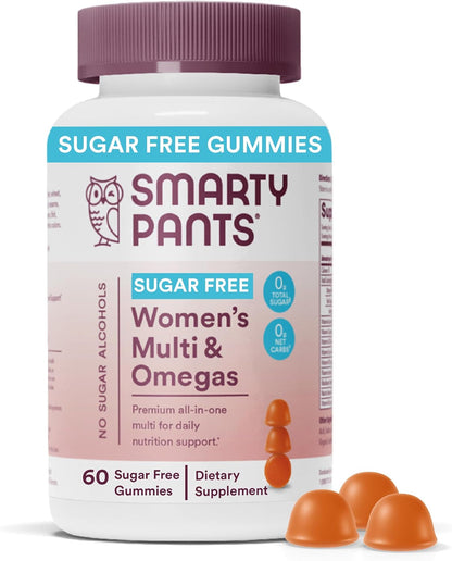 SmartyPants Women's Sugar-Free Multivitamin Gummies with Omega-3, 60 Gummies