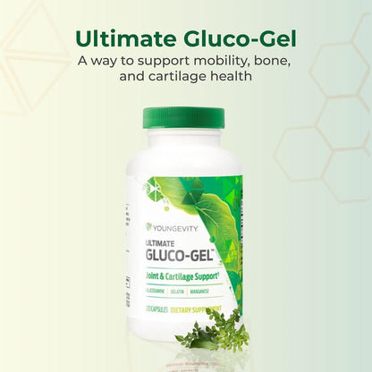 Youngevity Ultimate Gluco-Gel - Joint Support Food Supplement with Glucosamine, Gelatine and Manganese - 120 Capsules