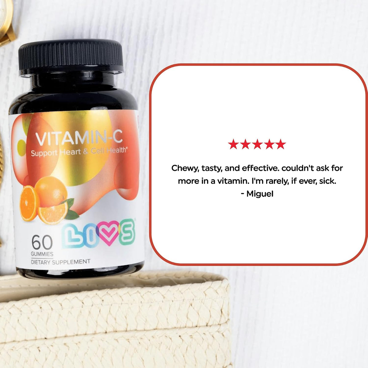 LIVS Vitamin C 250mg Gummies - Immune Support, Vegan, Non-GMO, Gluten-Free - 60 Count - görsel 6