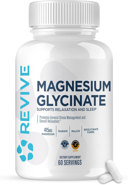 Revive MD Pure Magnesium Glycinate 200mg – Food Supplement for Muscle and Nervous System Health