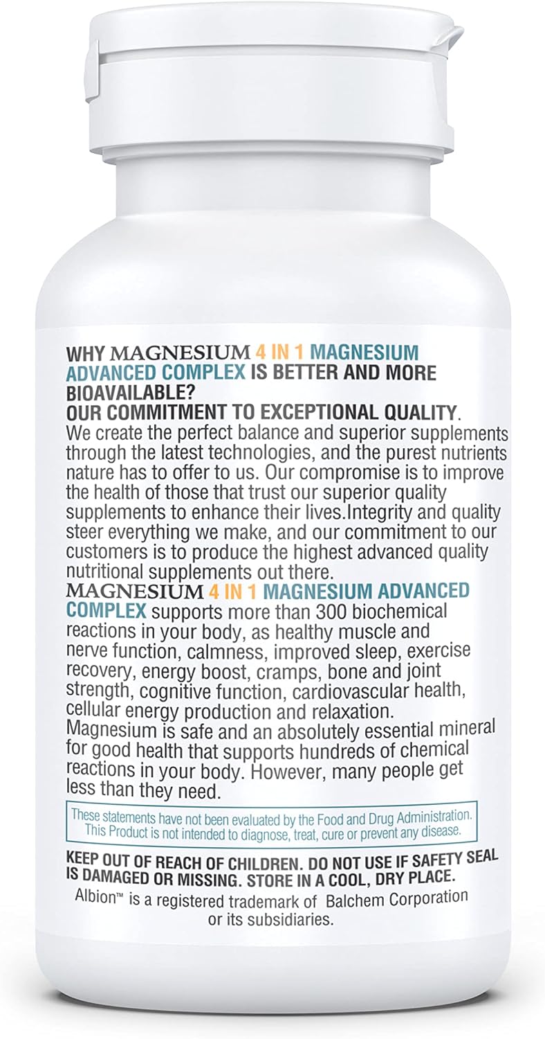 Kappa Nutrition Magnesium 4-in-1 – 280mg Elemental Magnesium (Bisglycinate & Malate) + Zinc & Vitamin D3 – 120 Vegan Capsules - görsel 8