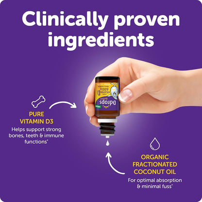 Ddrops Kids Booster 600IU 100 Drops - Daily Liquid Vitamin D for Children