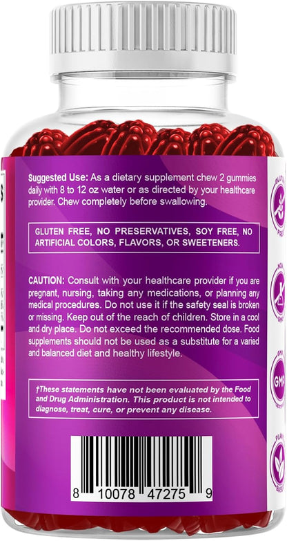 Vitamatic Vitamin B6 100mg Gummies – Natural Strawberry Flavour – 2 Pack (60 Gummies per Bottle)