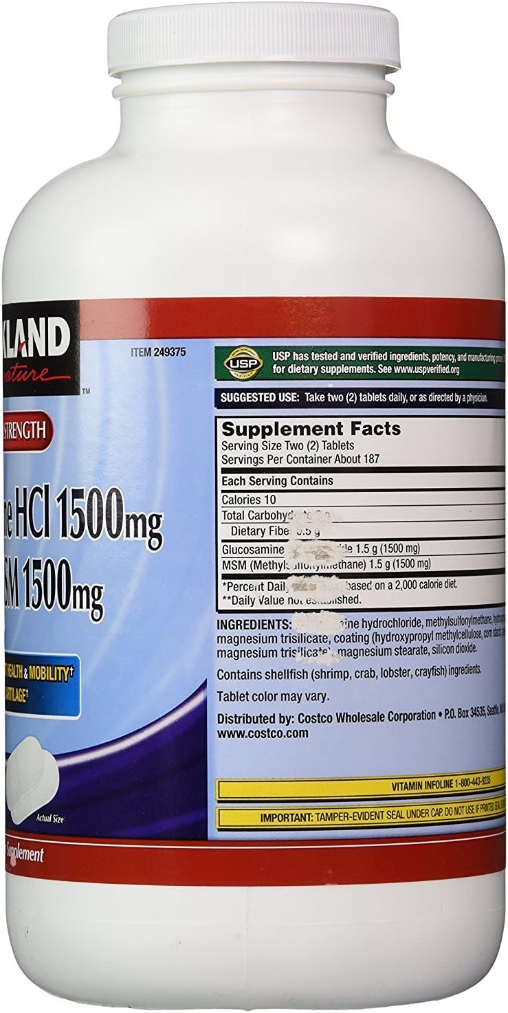 Kirkland Signature Glucosamine with MSM, 375 Tablets (2 Pack) - görsel 2