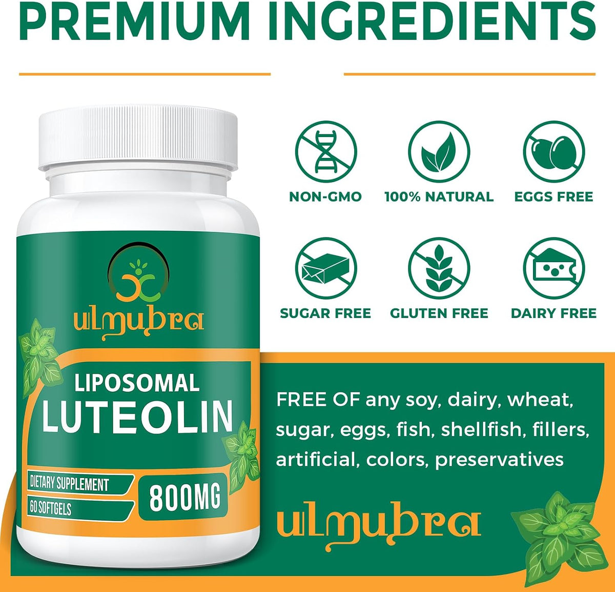 Ulmubra Liposomal Luteolin 800mg – Enhanced Absorption Antioxidant Supplement, 60 Softgels (30-Day Supply) - görsel 6