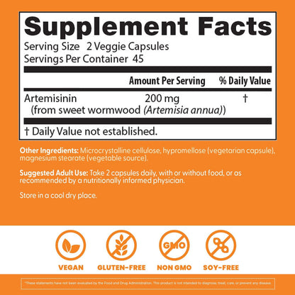 Doctor's Best Artemisinin Supplement – 200 mg per Serving, 90 Vegetable Capsules