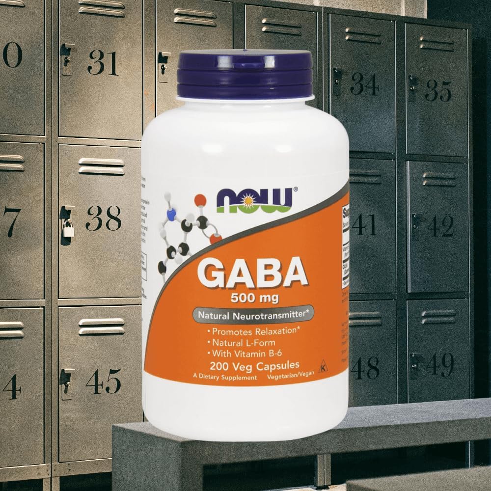 NOW Foods GABA with Vitamin B6, 500 mg, 200 Vegetarian Capsules - görsel 2