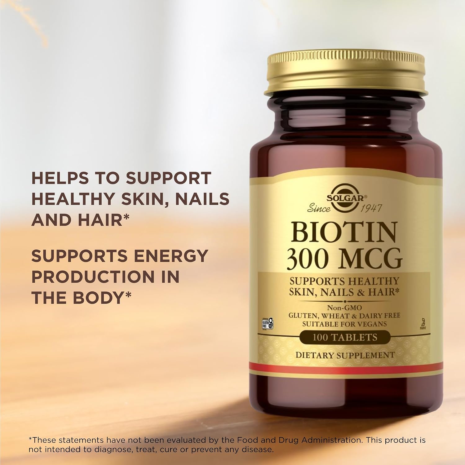 Solgar Biotin 300 mcg, 100 Tablets - görsel 5