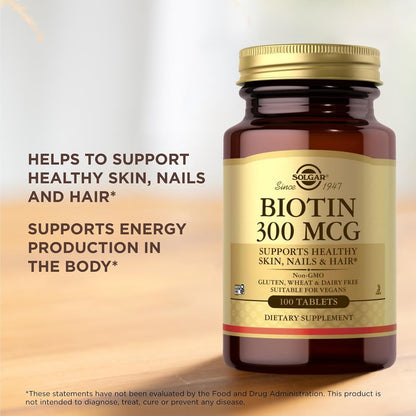 Solgar Biotin 300 mcg, 100 Tablets