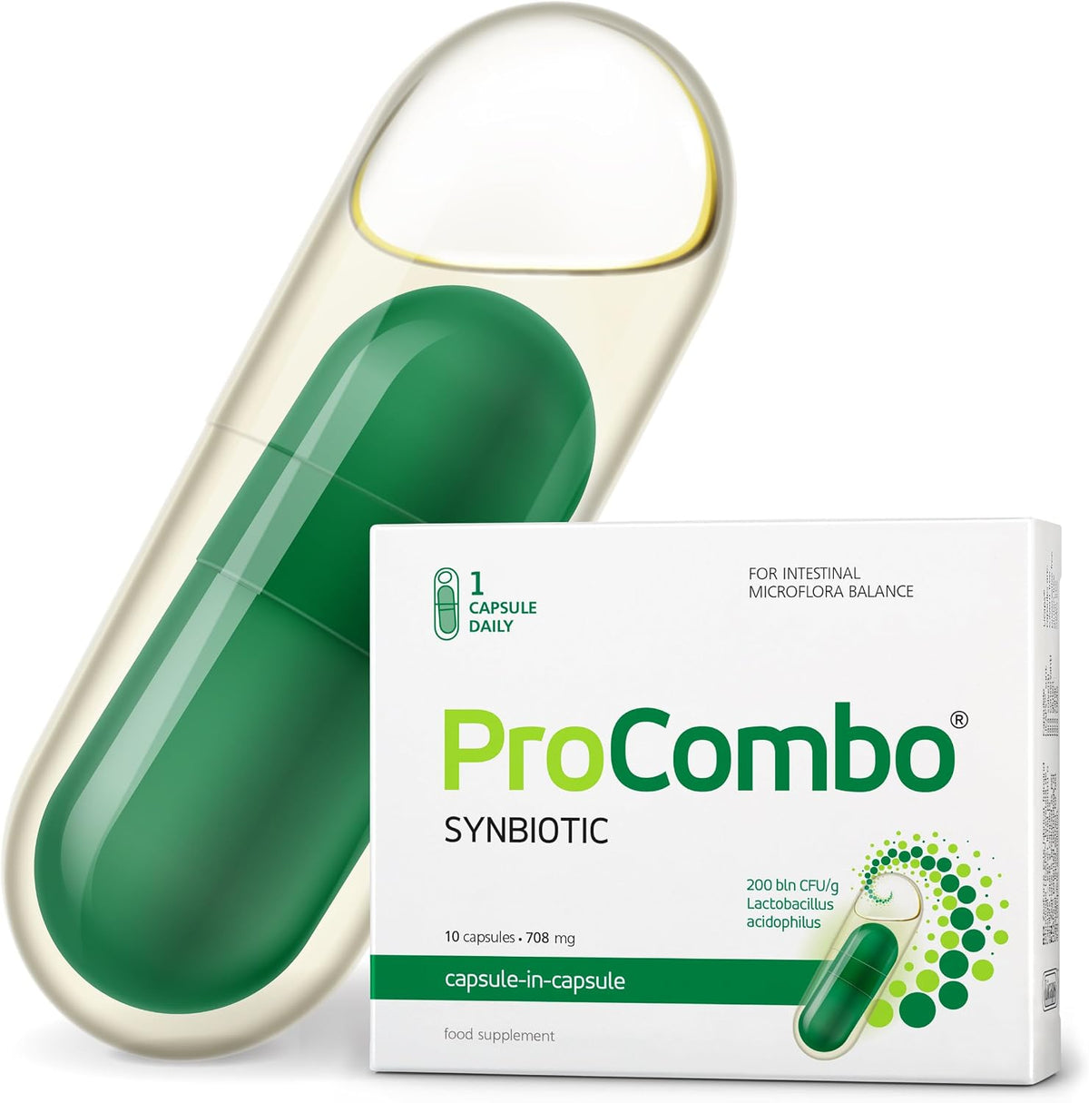 ProCombo Synbiotic – Double Capsule with Targeted Delivery, 1 Capsule per Day, Laboratory Tested (Pack of 1) - görsel 1