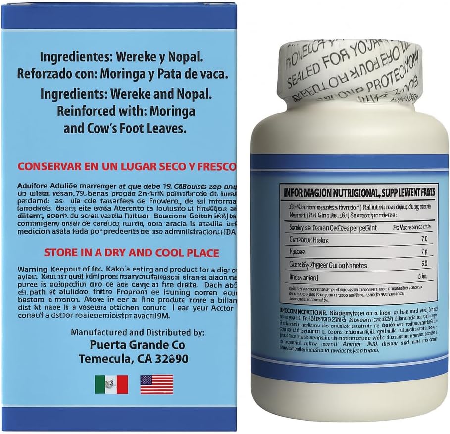 Wereke & Nopal Capsules – 60 Capsules (1000 mg Each) – Natural Herbal Supplement – Traditional Mexican Blend – by Lo + Natural - görsel 8