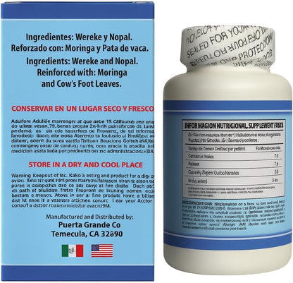 Wereke & Nopal Capsules – 60 Capsules (1000 mg Each) – Natural Herbal Supplement – Traditional Mexican Blend – by Lo + Natural