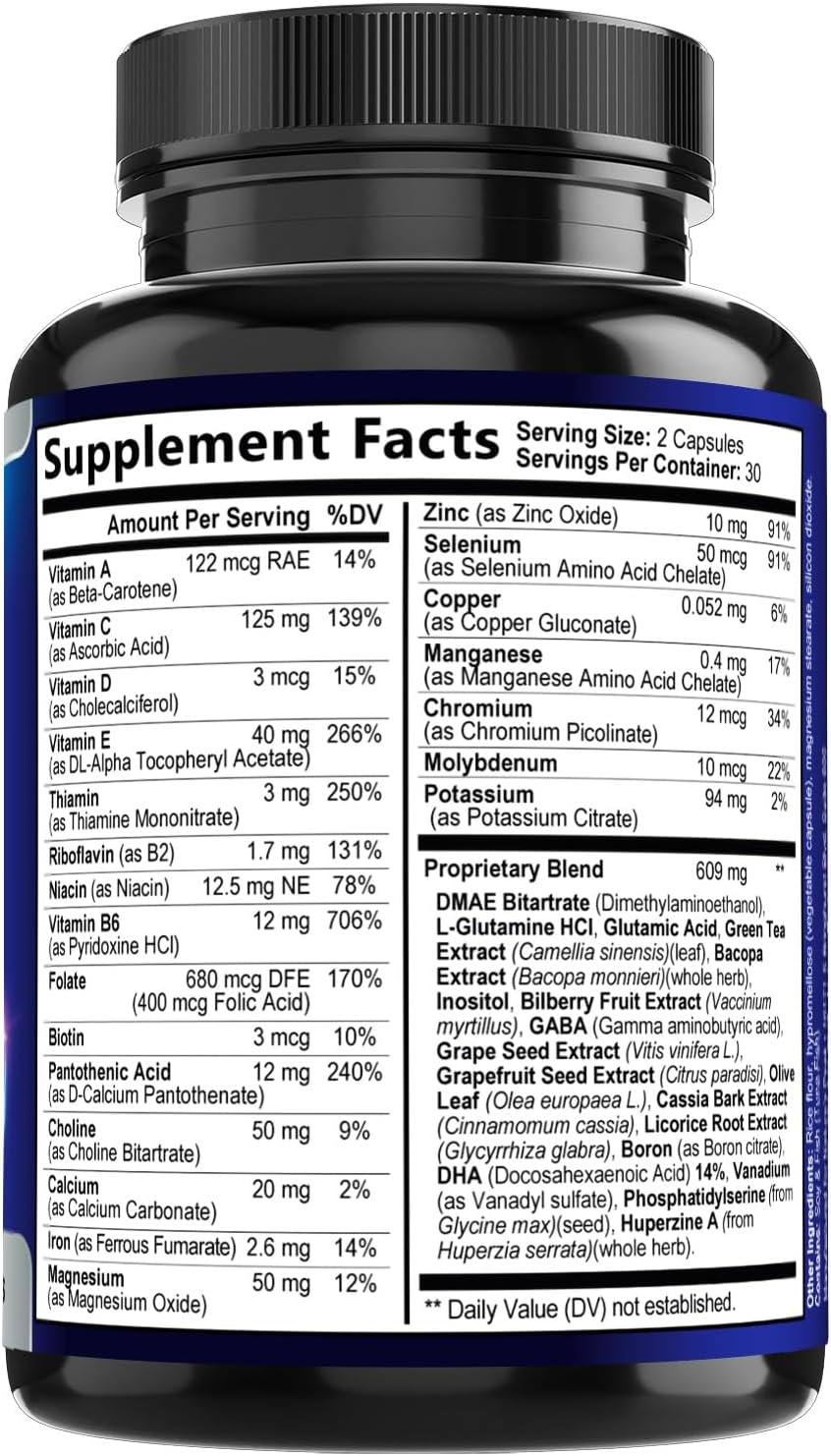 Nature's Peak Brain Memory Supplement – Nootropic Cognitive Support with Bacopa, Phosphatidylserine & DMAE, 60 Capsules - görsel 9