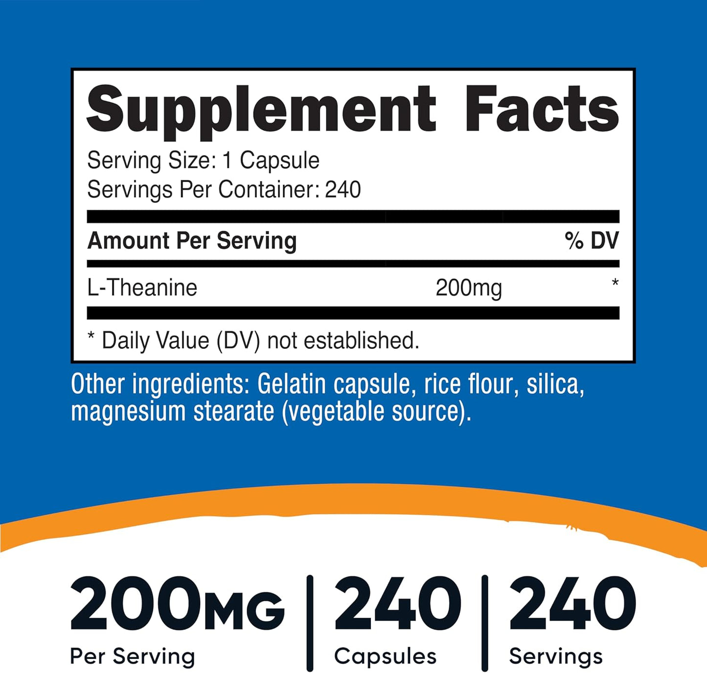 Nutricost L-Theanine 200mg, 240 Capsules - Double Strength - görsel 2