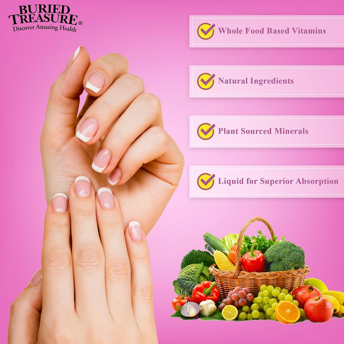Buried Treasure Hair, Skin and Nails Liquid Complex with MSM, Biotin & Aloe Vera - görsel 2