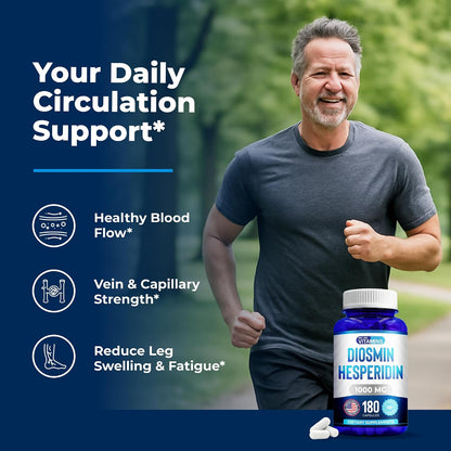 Diosmin Hesperidin 1000mg – 180 Capsules – 90 Day Supply