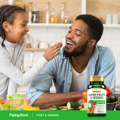 Piping Rock Fruits and Veggies Food Supplement | 60 Capsules | Superfood Vitamins | with Antioxidant Formula and Prebiotic Blend | Vegan, Non-GMO, Gluten-Free