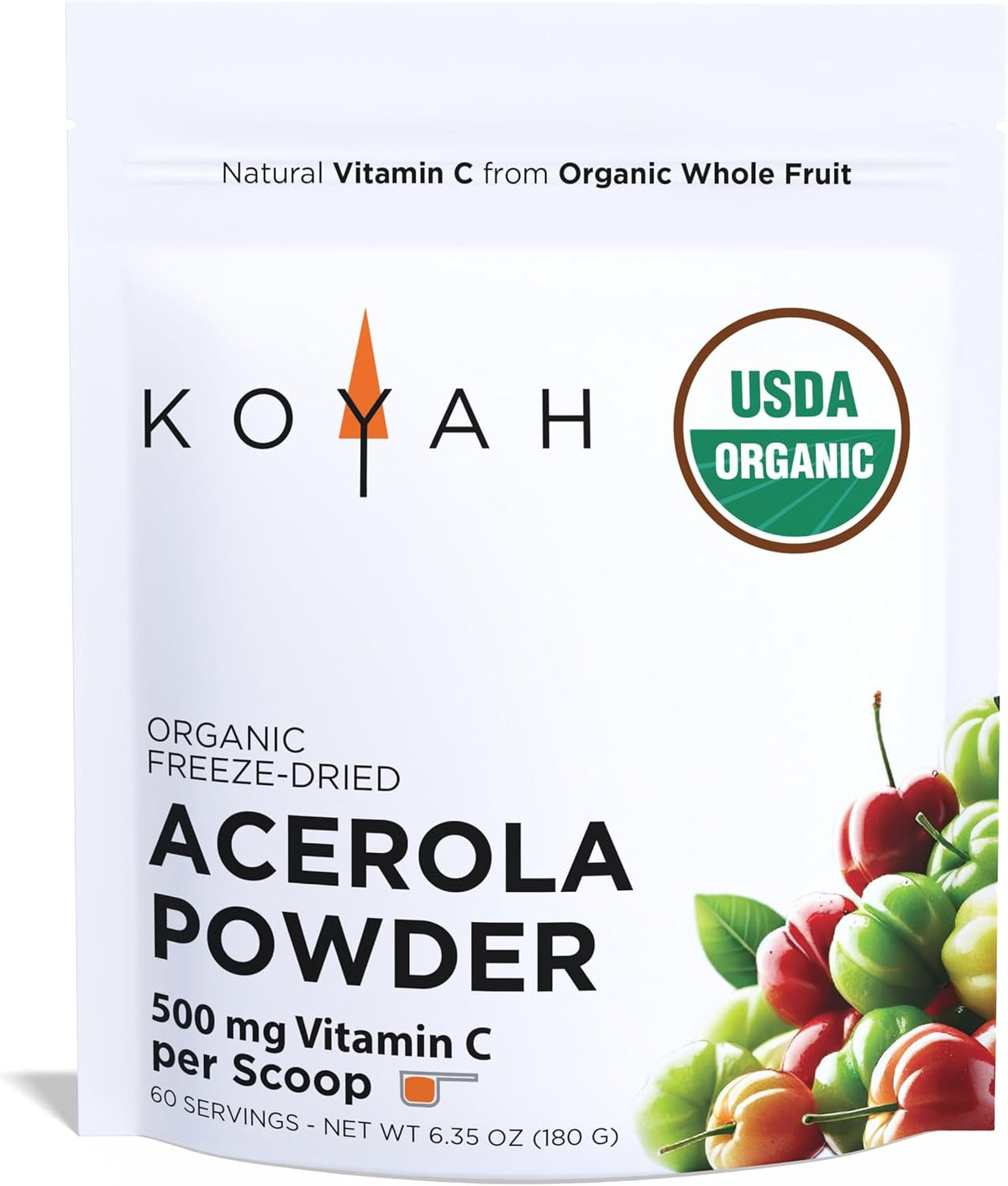 Organic Acerola Powder, Freeze-Dried: 60 Servings | 500 mg Natural Vitamin C from Whole-Food - görsel 1