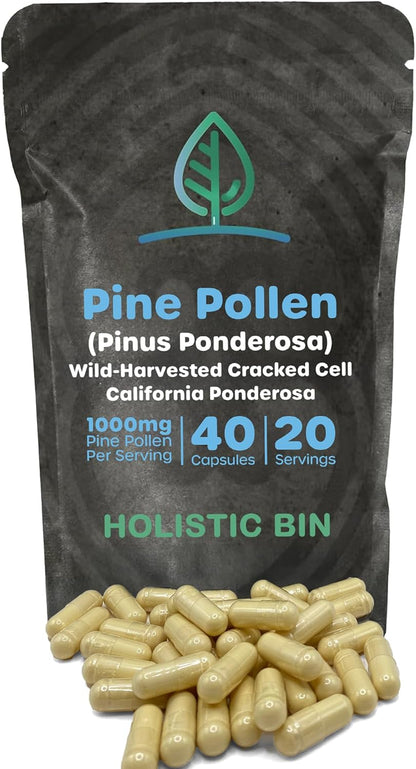 Holistic Bin Ghost Pine Pollen Powder - Wild-Harvested, Golden Californian Pine Pollen, 20 g