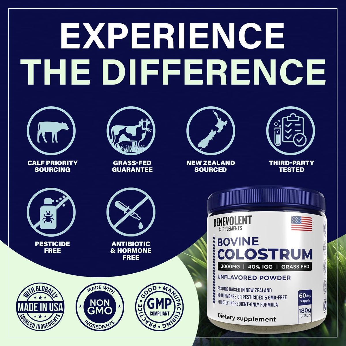 Bovine Colostrum Powder Supplement – 3000mg, 40% IgG, Grass Fed, Unflavoured (60 Servings) - görsel 6