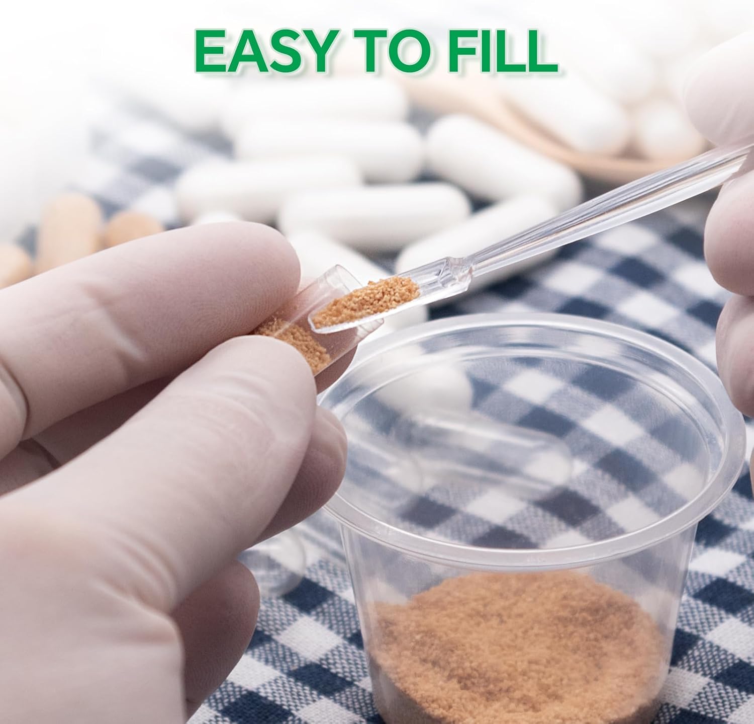 Vegan Capsules Size 00 Empty Clear 100 Count - Plant Based, Gluten-free, Non-GMO, Halal Certified with Filling Kit - görsel 3