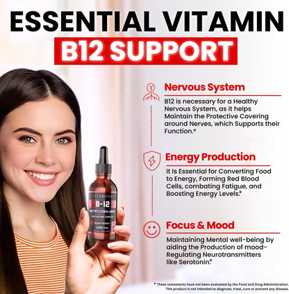 VITBOOST Vegan Liquid B-12 Drops – 5000 mcg Methylcobalamin, Raspberry Flavour, Sublingual, 60 Servings