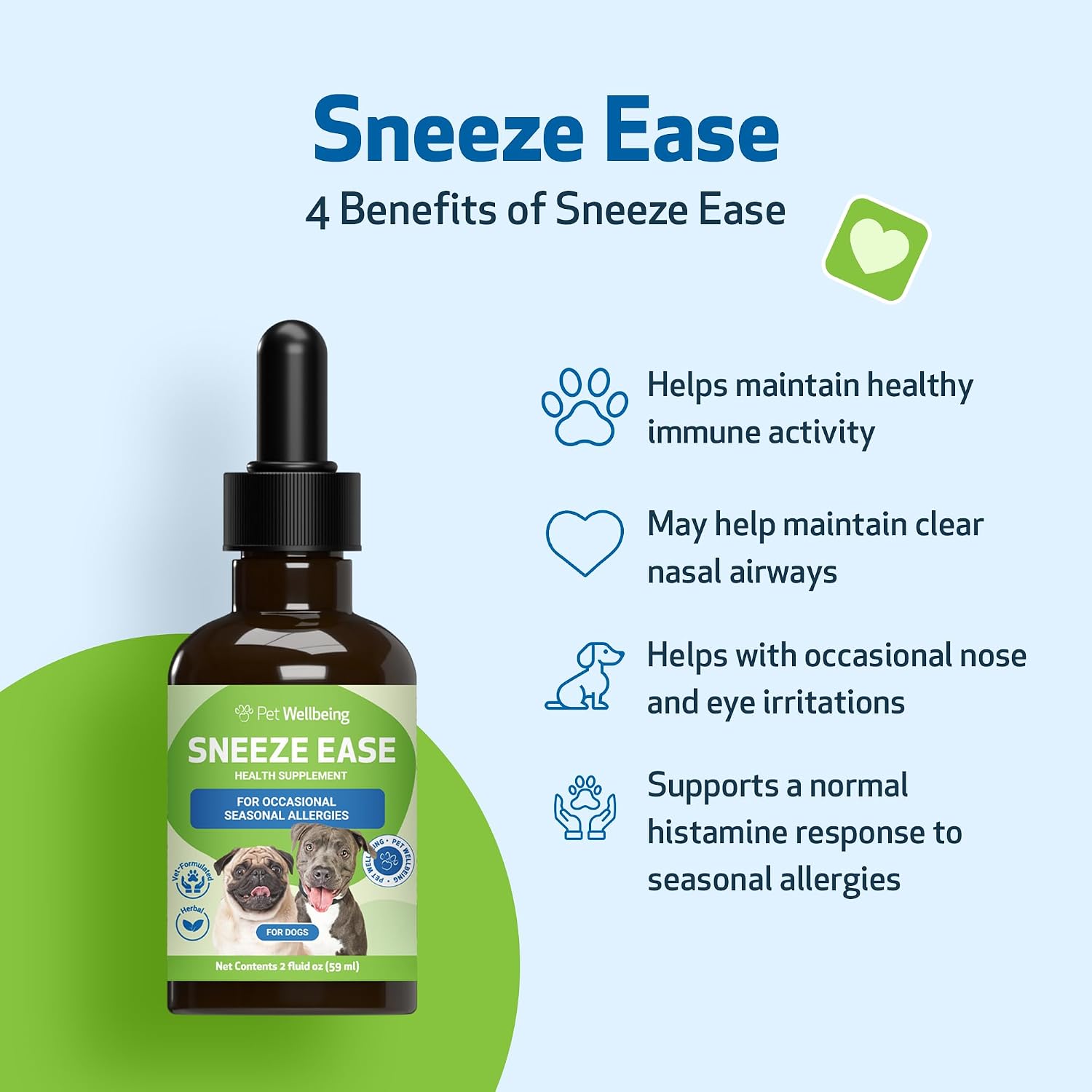 Pet Wellbeing Sneeze Ease for Dogs - Herbal Supplement for Seasonal Allergies, Sneezing & Nose/Eye Discomfort - 59 ml (2 fl oz) - görsel 4