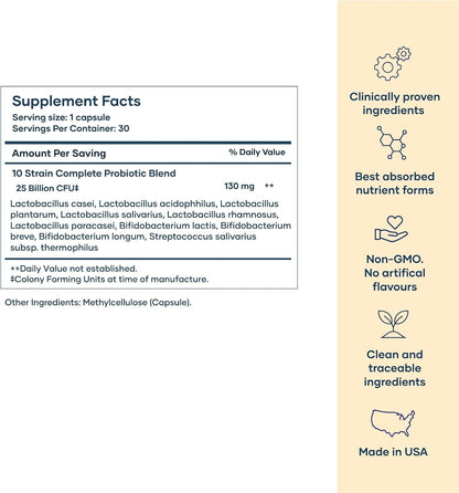 BabyRx Complete Probiotic – 25 Billion CFUs with 10 Strains for Antenatal, Postnatal & Immune Support