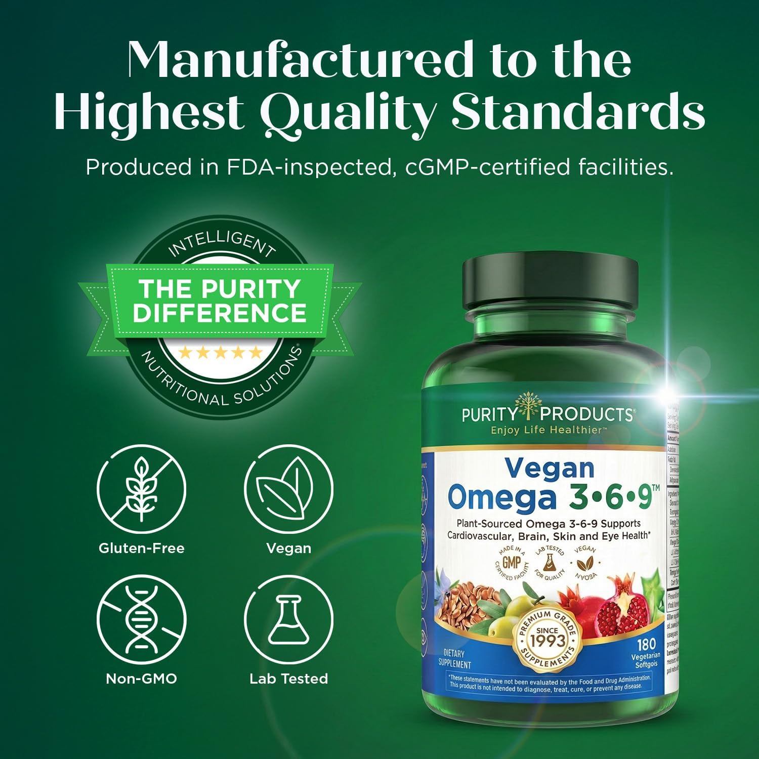 Purity Products Vegan Omega 3-6-9 – 5-in-1 Plant-Based Essential Fatty Acid Complex (60 Softgels) - görsel 8