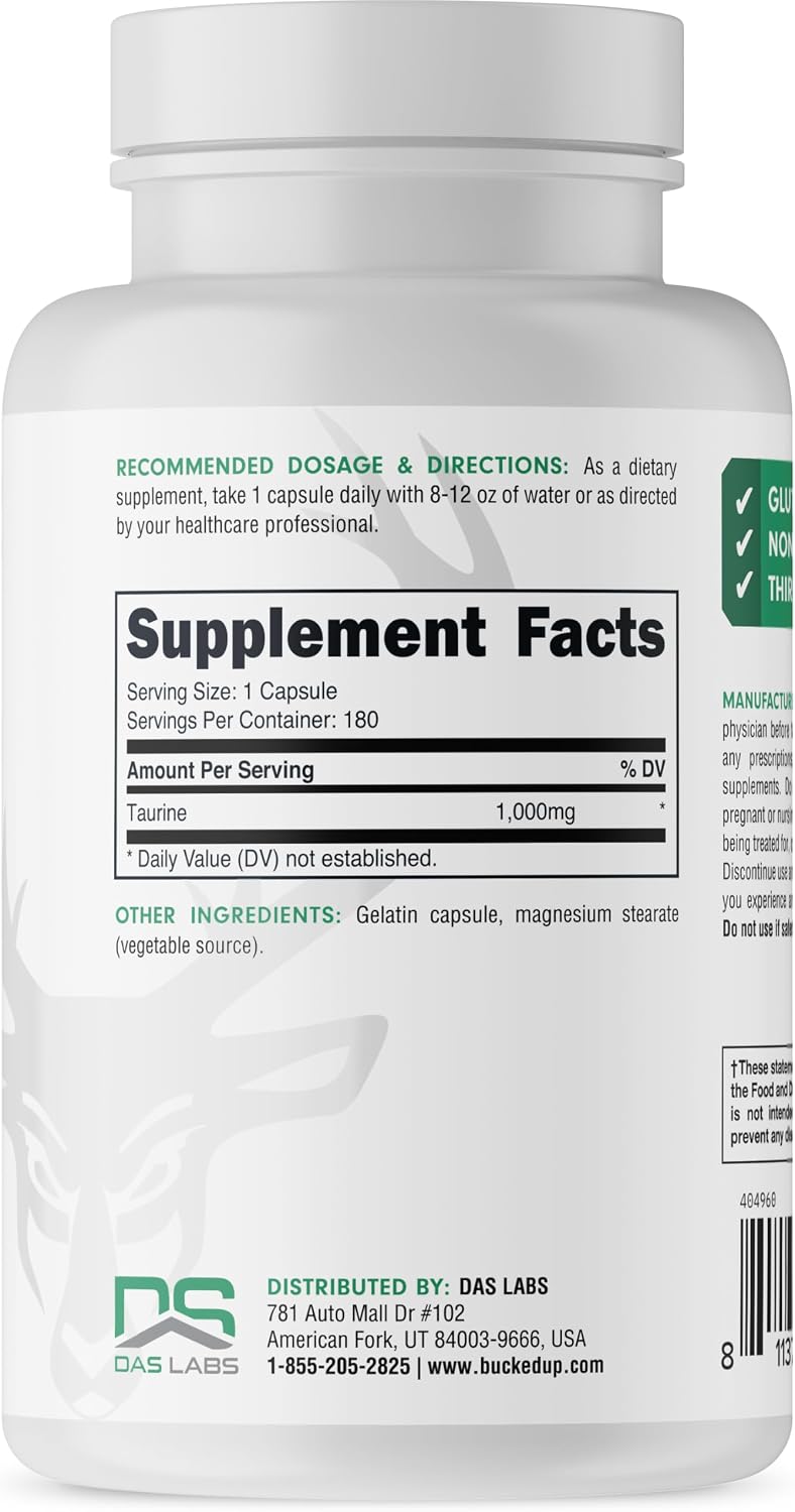 Bucked Up Taurine 1000 mg, 180 Capsules - görsel 3