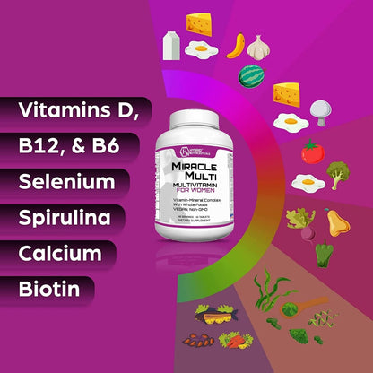 MiracleMulti Women Multivitamin with Probiotics, Biotin, Folic Acid, Enzymes & Fruit & Vegetable Blend
