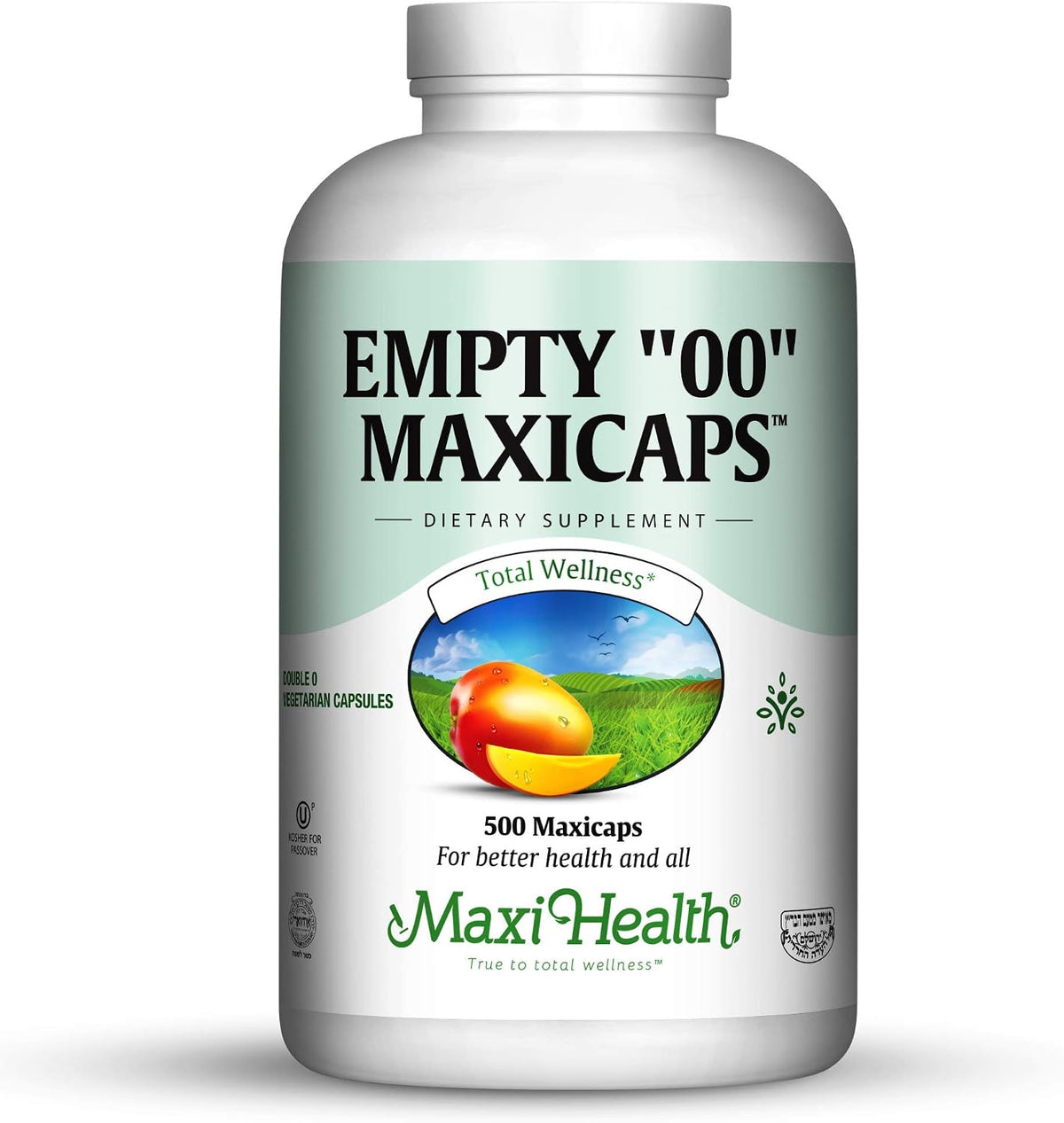Maxi Health Empty "00" Capsules - 500 Count, Vegetarian, Kosher - görsel 1