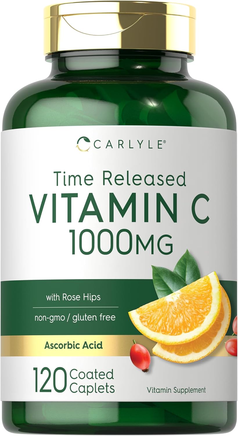 Carlyle Vitamin C 1000mg Timed Release with Rose Hips - 120 Vegetarian Caplets - görsel 1