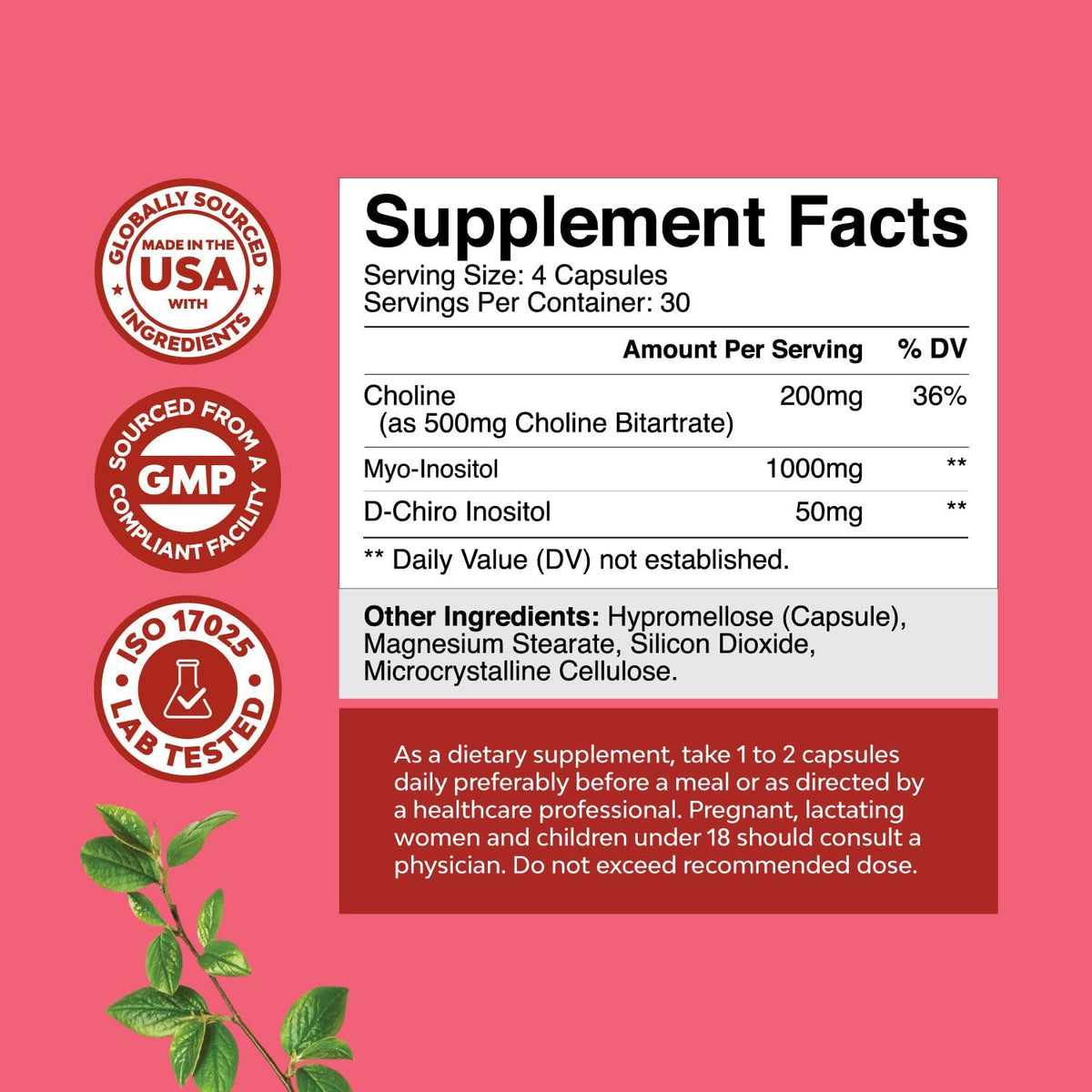 Myo-Inositol & D-Chiro Inositol Capsules - Choline Inositol Supplement for Menstrual Cycle and Fertility Support - görsel 7