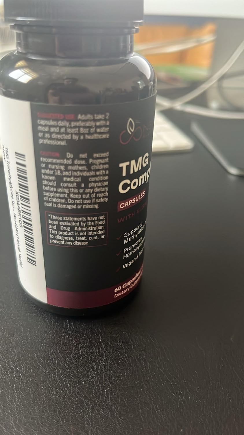 TMG Trimethylglycine Supplement with Methyl B Complex - 500mg Betaine TMG with Methylated B Vitamins for Homocysteine Support - Vegan & Non-GMO (1 Month Supply) - görsel 9