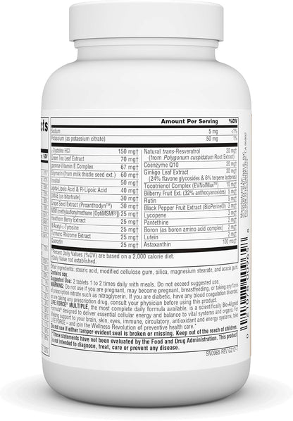 Source Naturals Life Force Multiple Iron-Free Multivitamin - High Potency Daily Supplement with Essential Nutrients, 60 Tablets