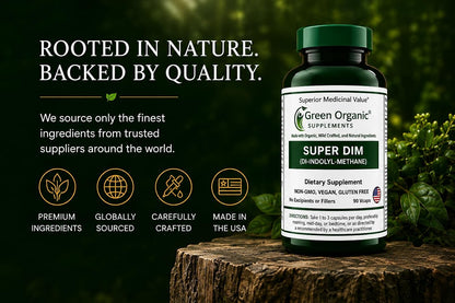 Green Organic Supplements DIM with Indole-3-Carbinol and Broccoli - 90 VCaps