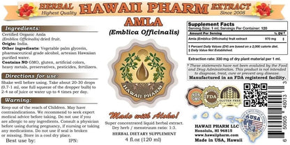 Hawaii Pharm Amla Liquid Extract - Emblica Officinalis Tincture, 2x946 ml (Unfiltered)